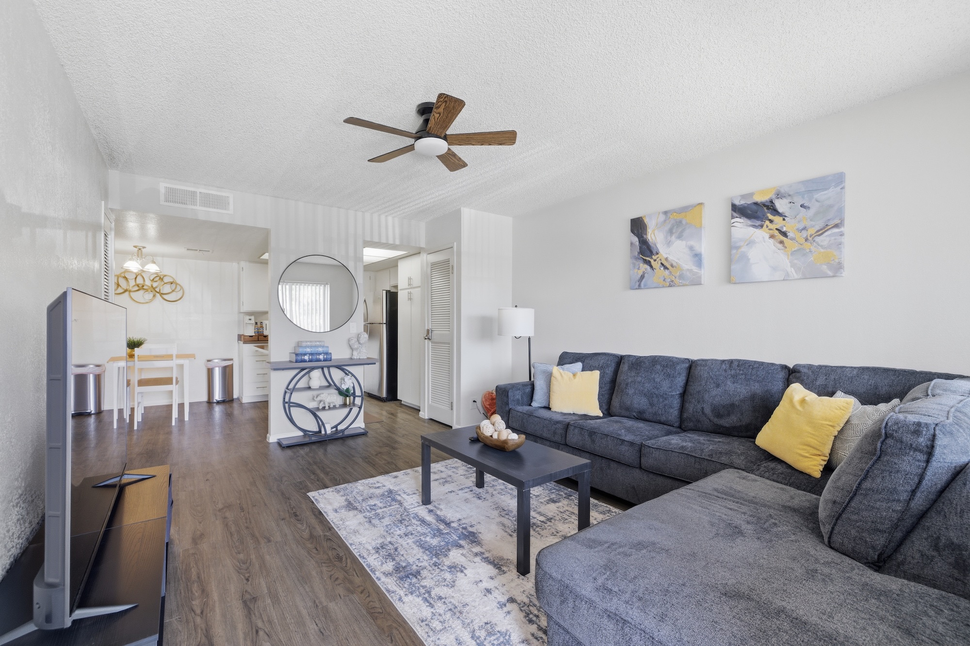 Bright living room at the Downtown Mesa stay
